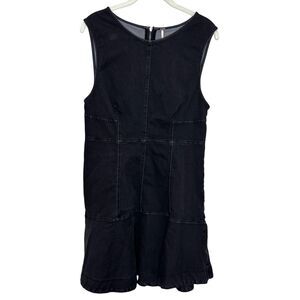 Free People Dress Womens Size 12 Black Denim Sleeveless Flare Zip Back Casual